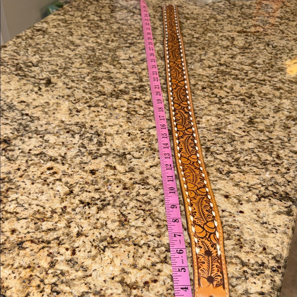 Tan Embossed Leather Belt